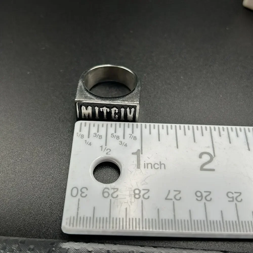 MITCIV biker ring ATC LLC stainless steel #846 Victim spelled backwards Sz 10
